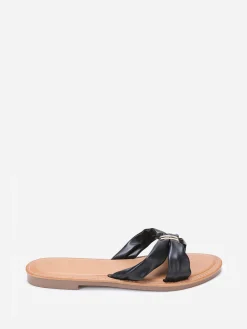 Hot La Modeuse Mules à brides en simili  avec boucle Noir
