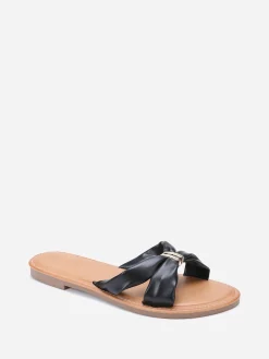 Hot La Modeuse Mules à brides en simili  avec boucle Noir