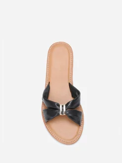 Hot La Modeuse Mules à brides en simili  avec boucle Noir