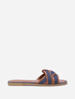 Sale La Modeuse Mules à brides entrecroisées en denim Bleu