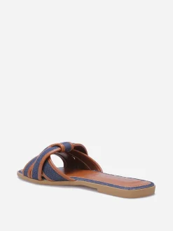 Sale La Modeuse Mules à brides entrecroisées en denim Bleu