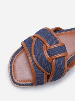Sale La Modeuse Mules à brides entrecroisées en denim Bleu