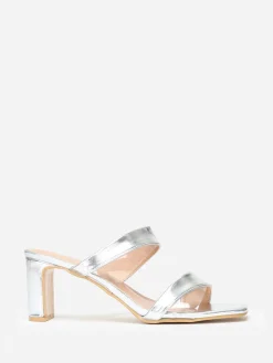 Clearance La Modeuse Mules à brides et transparentes grandes tailles Argenté