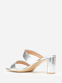 Clearance La Modeuse Mules à brides  et transparentes grandes tailles Argenté
