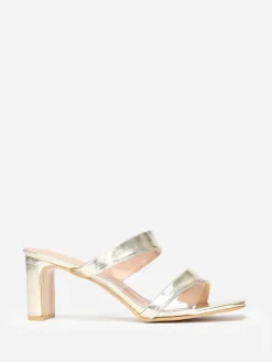 Sale La Modeuse Mules à brides et transparentes grandes tailles Doré