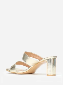 Sale La Modeuse Mules à brides  et transparentes grandes tailles Doré