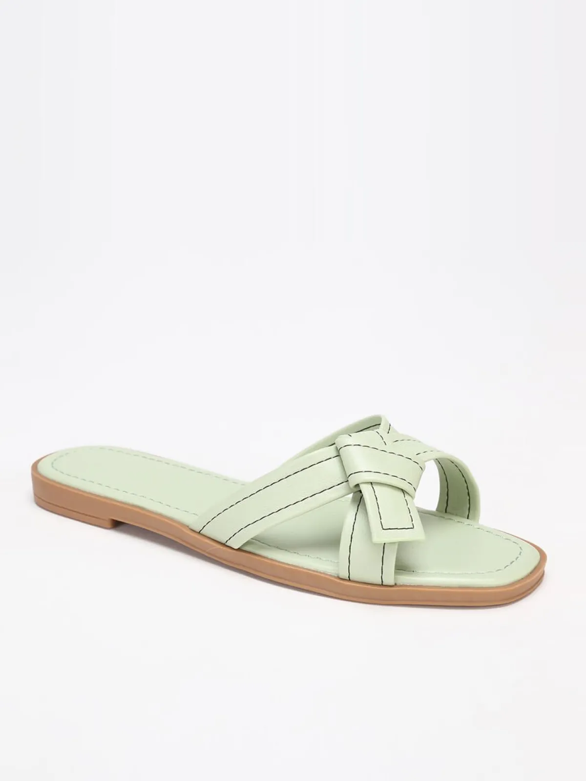 La Modeuse Mules à brides nouées avec surpiqures Vertclair