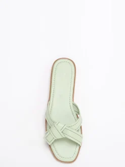 La Modeuse Mules à brides nouées avec surpiqures Vertclair