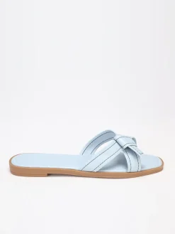 La Modeuse Mules   à brides nouées avec surpiqures Bleu