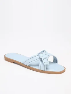 La Modeuse Mules   à brides nouées avec surpiqures Bleu