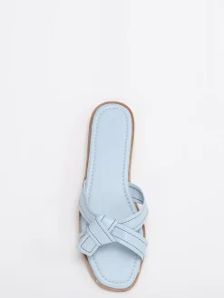 La Modeuse Mules   à brides nouées avec surpiqures Bleu