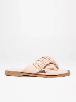 Hot La Modeuse Mules  à brides smockée en suédine Rose