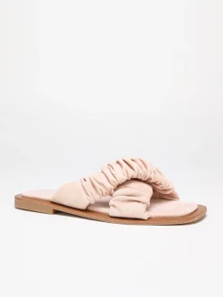 Hot La Modeuse Mules  à brides smockée en suédine Rose