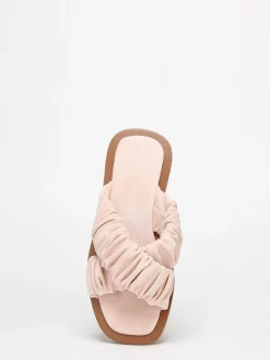 Hot La Modeuse Mules  à brides smockée en suédine Rose