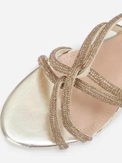 New La Modeuse Mules  à brides strass entrelacées grandes tailles Doré