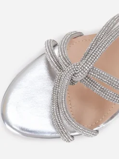 Sale La Modeuse Mules  à brides strass entrelacées grandes tailles Argenté