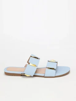 Online La Modeuse Mules à double brides BleuClair