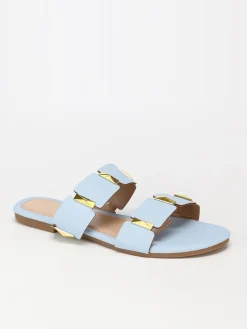 Online La Modeuse Mules à double brides BleuClair