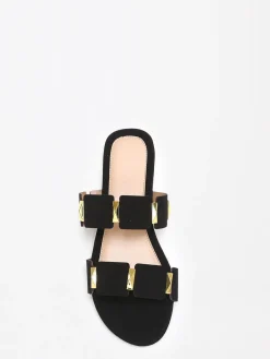 Online La Modeuse Mules  à double brides et détails Noir