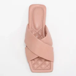 Online La Modeuse Mules à larges brides croisées Rose