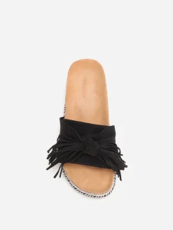 Hot La Modeuse Mules à motif ethnique avec noeud et pompon Noir