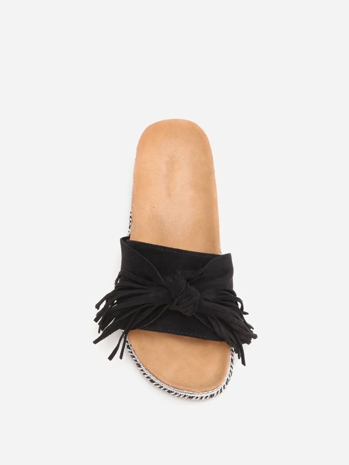 Hot La Modeuse Mules à motif ethnique avec noeud et pompon Noir