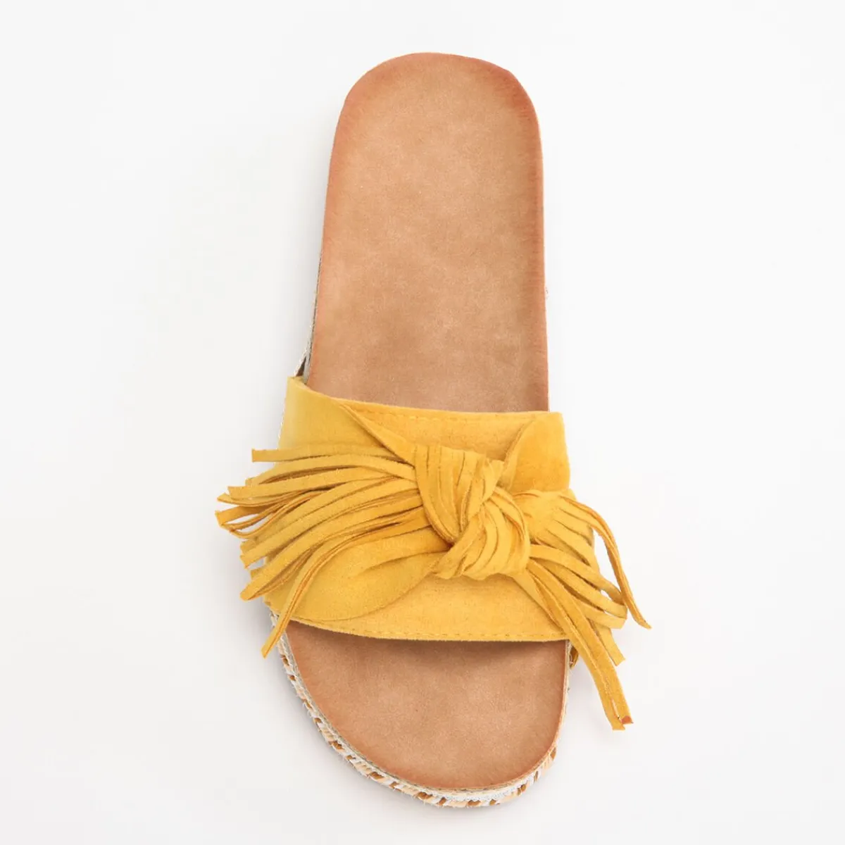 Clearance La Modeuse Mules à motif ethnique avec noeud et pompon Jaune