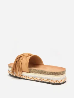 New La Modeuse Mules  à motif ethnique avec noeud et pompon Camel