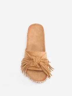 New La Modeuse Mules  à motif ethnique avec noeud et pompon Camel