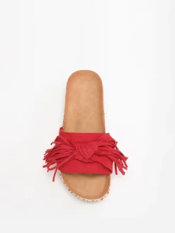 Outlet La Modeuse Mules  à motif ethnique avec noeud et pompon Rouge