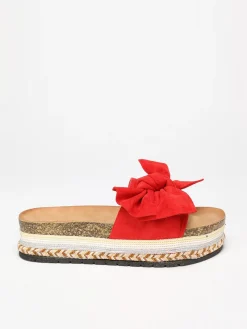 Best La Modeuse Mules à noeud et motifs ethniques Rouge