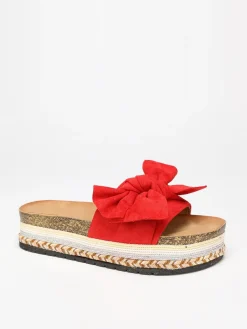 Best La Modeuse Mules à noeud et motifs ethniques Rouge