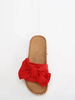 Best La Modeuse Mules à noeud et motifs ethniques Rouge