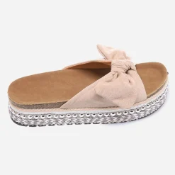 Online La Modeuse Mules  à noeud et semelle à motifs Beige
