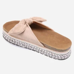 Online La Modeuse Mules  à noeud et semelle à motifs Beige