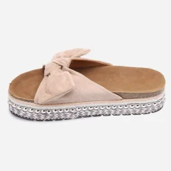 Online La Modeuse Mules  à noeud et semelle à motifs Beige