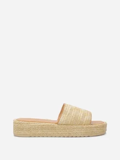 Online La Modeuse Mules à plateforme en raphia tressé Beige