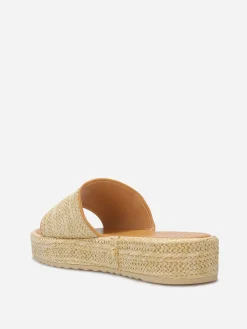 Online La Modeuse Mules à plateforme en raphia tressé Beige
