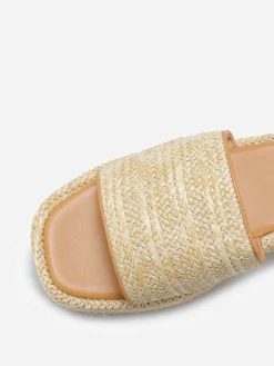 Online La Modeuse Mules à plateforme en raphia tressé Beige
