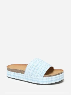 Outlet La Modeuse Mules  à plateforme en tweed pailleté Bleu