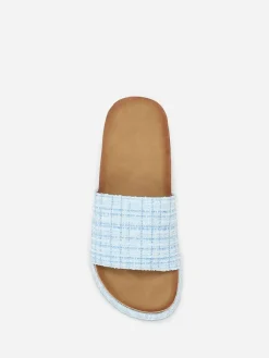 Outlet La Modeuse Mules à plateforme en tweed pailleté Bleu