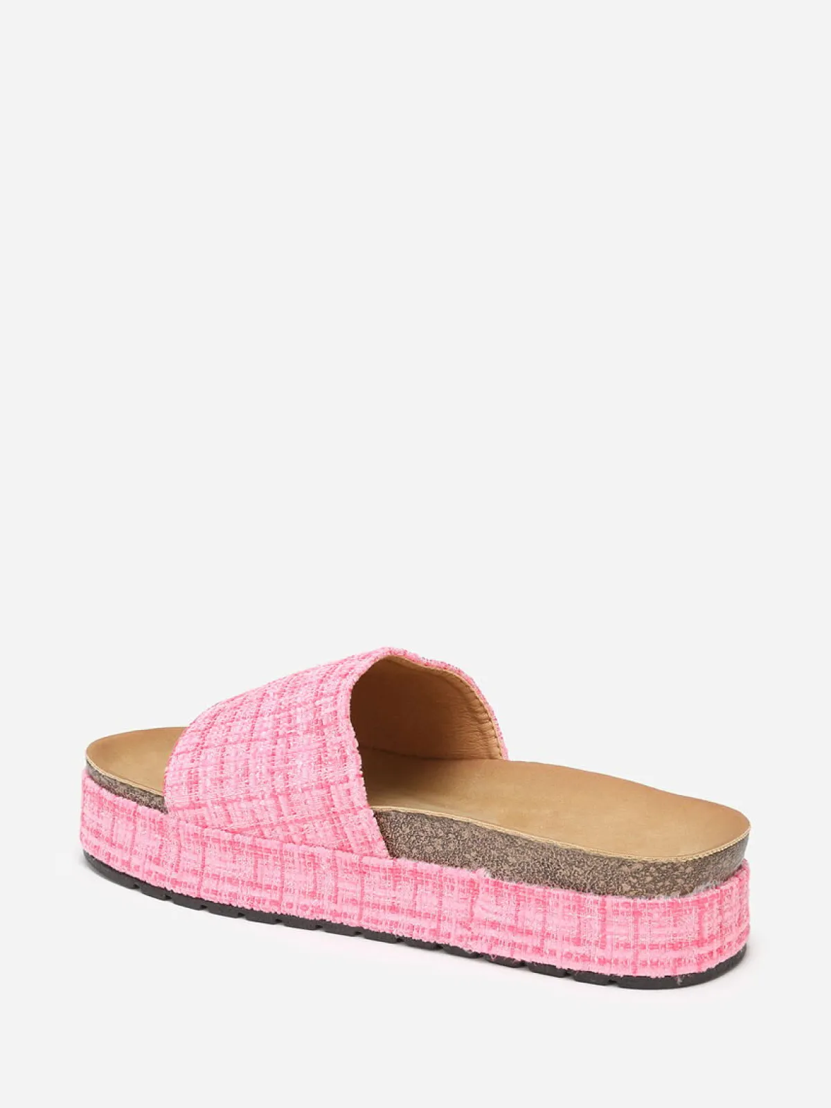 La Modeuse Mules à plateforme en tweed pailleté Fuchsia