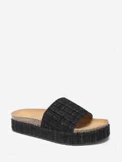 Sale La Modeuse Mules  à plateforme en tweed pailleté Noir