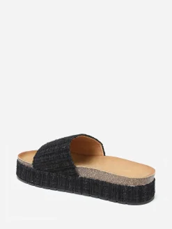 Sale La Modeuse Mules  à plateforme en tweed pailleté Noir