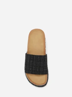 Sale La Modeuse Mules  à plateforme en tweed pailleté Noir