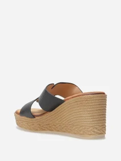 Online La Modeuse Mules à talon compensé effet tressé Noir