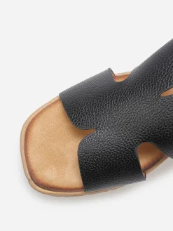 Online La Modeuse Mules à talon compensé effet tressé Noir