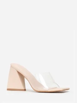 La Modeuse Mules  à talon en triangle et bout carré Transparent