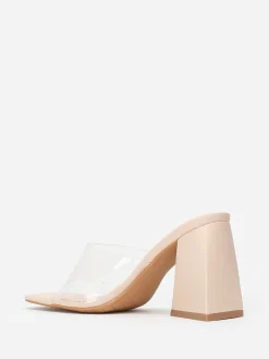 La Modeuse Mules  à talon en triangle et bout carré Transparent