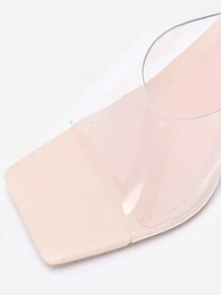 La Modeuse Mules  à talon en triangle et bout carré Transparent